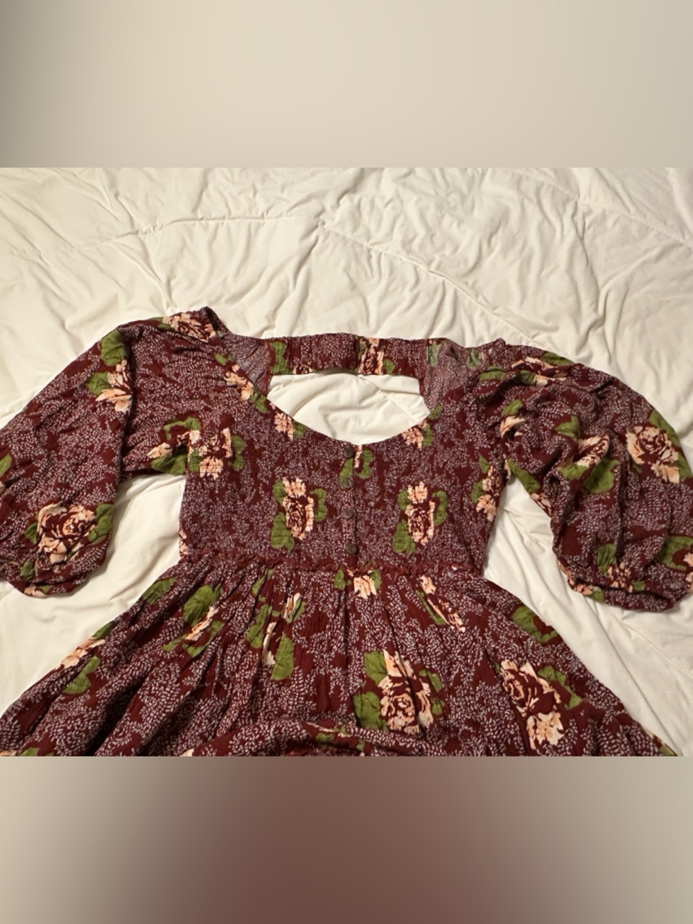 Free People Summer Picnic Printed Mini Dress - NWOT - Size L - Picture 6 of 16
